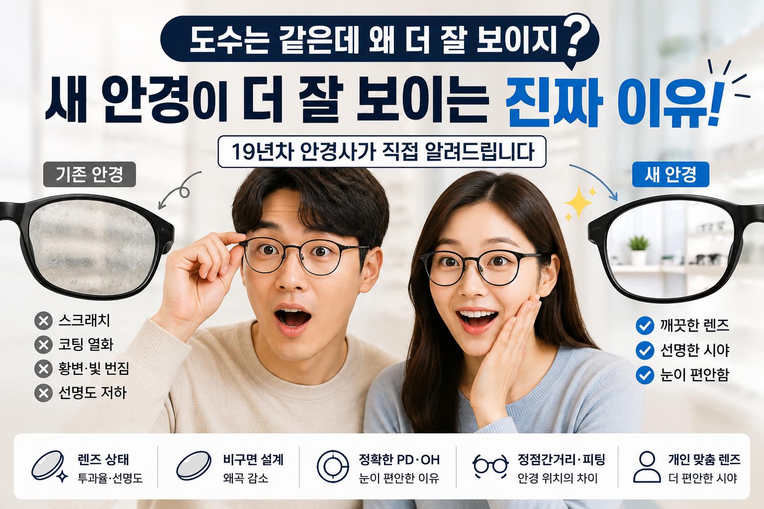 안경 도수는 그대로인데 왜 새 안경이 더 잘 보일까? 19년차 안경사가 알려드립니다