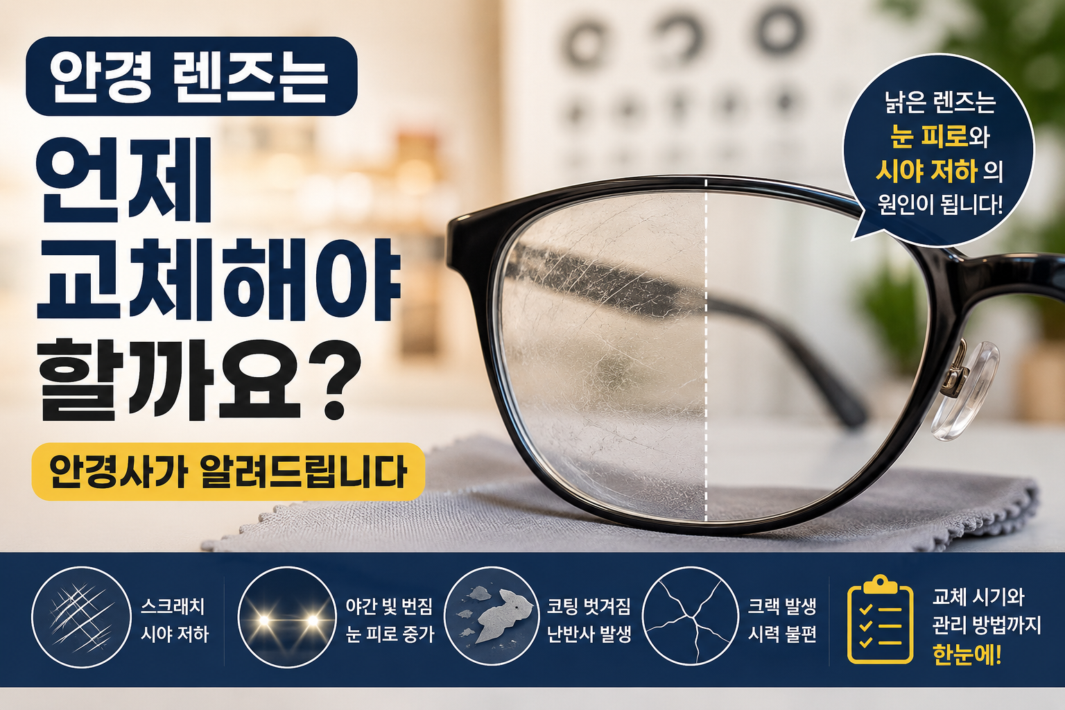 깨지지 않았는데도 안경렌즈를 바꿔야 할 때가 있습니다