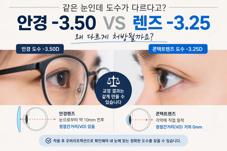 안경 -3.50에서 콘택트렌즈 -3.25를 확정하기까지 확인한 것