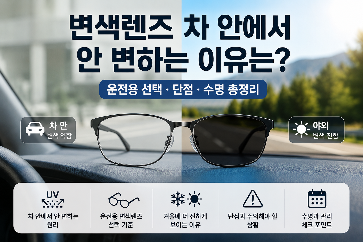 차 밖에서는 진해졌는데 운전석에서는 거의 변하지 않았습니다