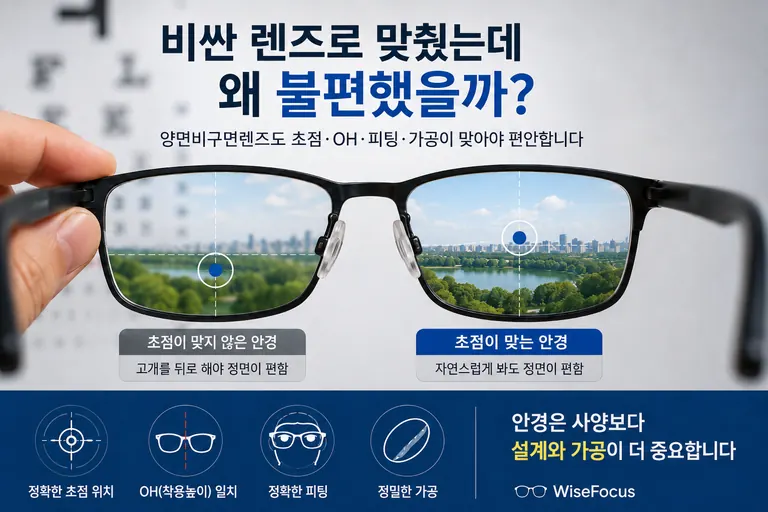 양면비구면렌즈를 같은 도수로 다시 만들었더니 시야가 달라졌습니다