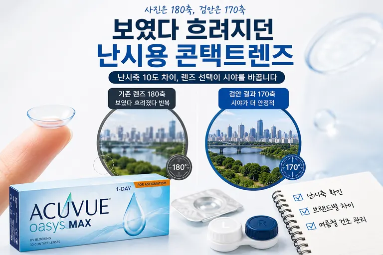 도수 사진은 180축, 검사는 170축이었습니다 — 보였다 흐려지던 난시용 콘택트렌즈
